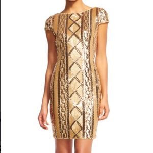Gold Sequin Cap Sleeve Dress